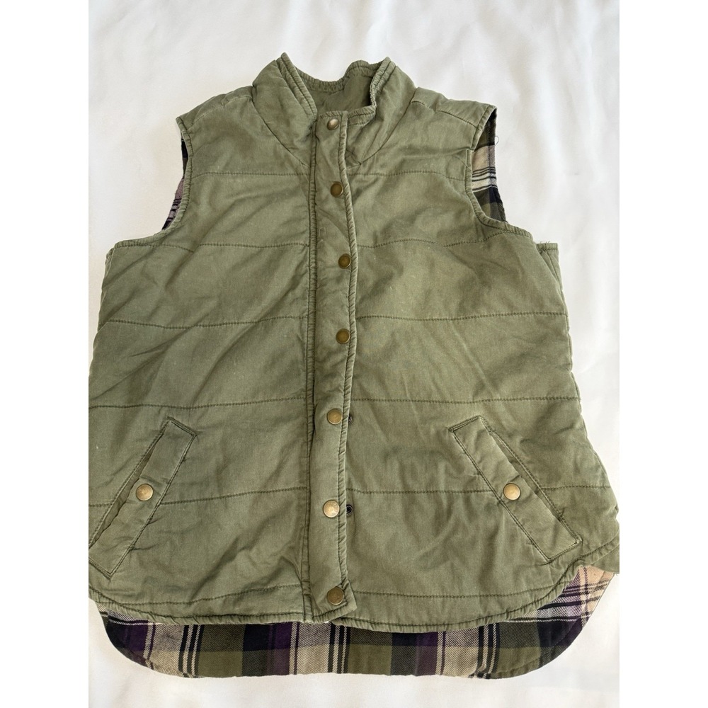 Lee Riders Women's Green Flannel Lined Vest Cotton Medium